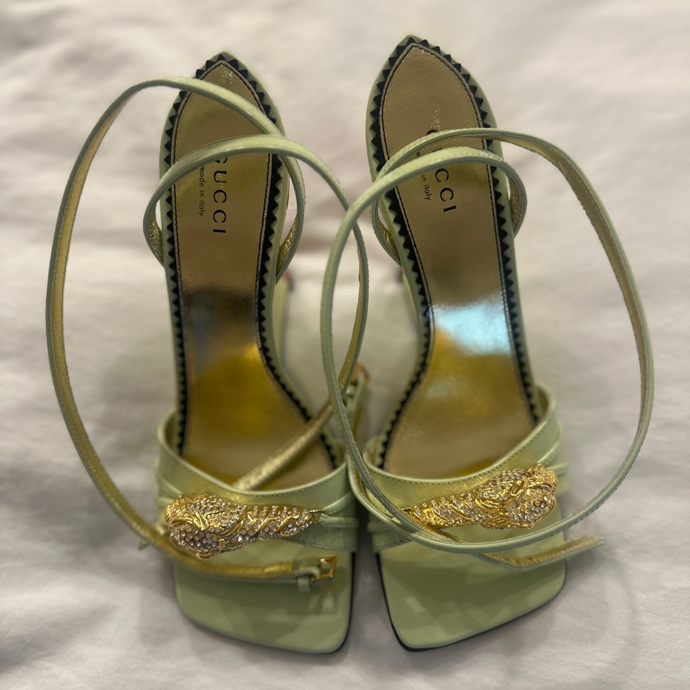 Gucci Green and Gold High Heel Sandals